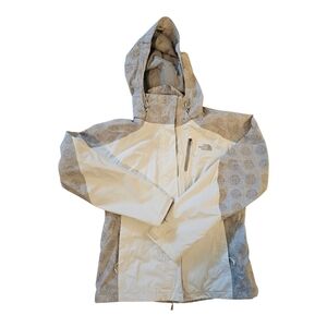 The North Face Off-White and Light Gray Hooded Jacket